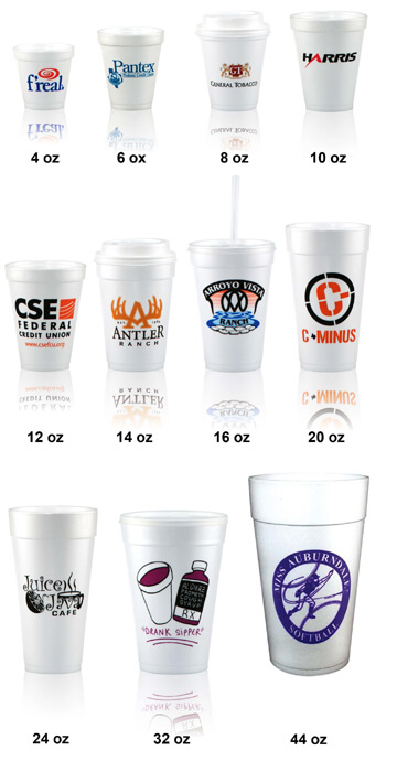 Custom Styrofoam Cups Size Chart